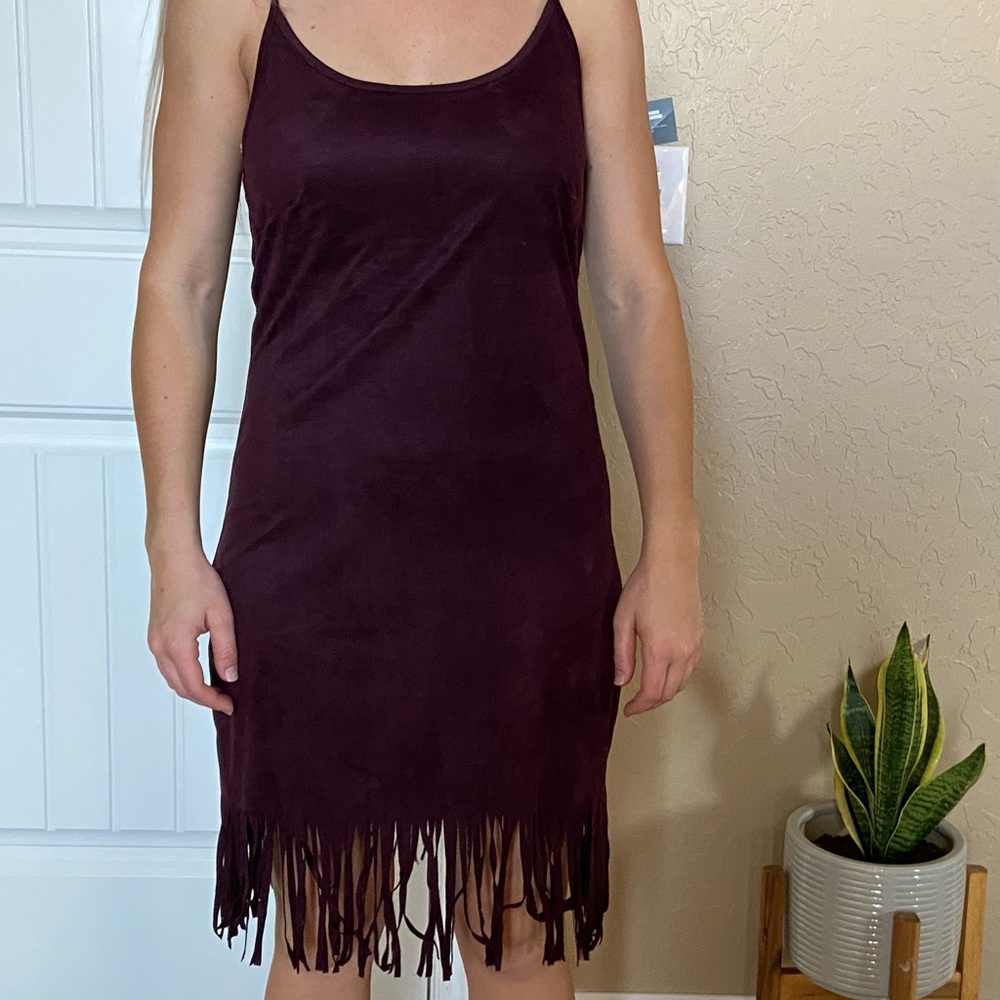 Sued Fringe Dress